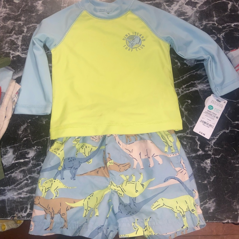 Baby Boy Rashguard and swim trunks